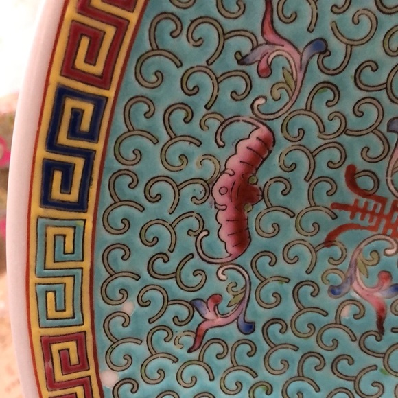 Porcelain Inlayed Floral & Scripted Designed Bowl - Picture 6 of 12